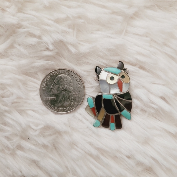 Vintage Zuni Owl Brooch Pin Combo - Picture 9 of 12